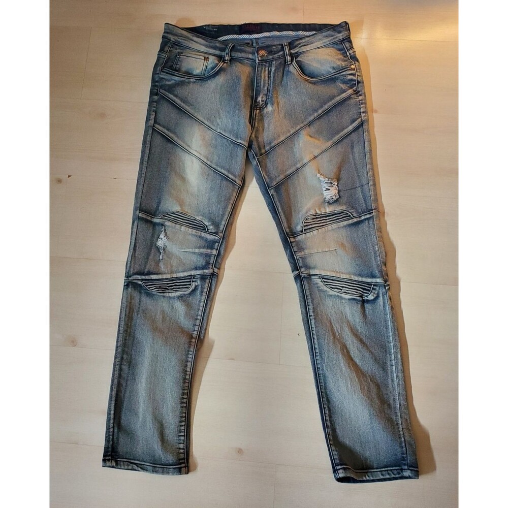 Imperious Denim Jeans Mens 36x32 Distressed Relaxed Fit Moto Grunge Biker
